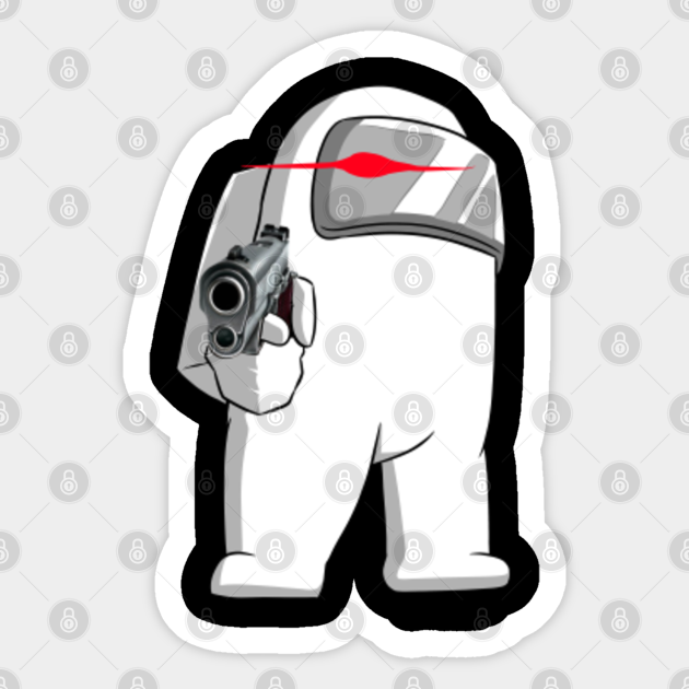 Among Us Impostor Gun (White) Among Us Sticker TeePublic